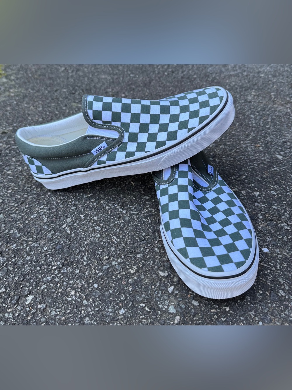 VANS Classic Slip-On Checkerboard Skate Shoes Mens Size 9.5 Gray White NEW!